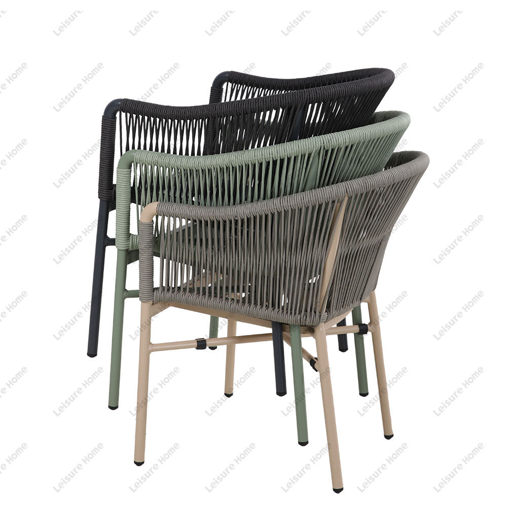 Hot Sale Hotel Restaurant Garden Chairs Outside Sling Dining Outdoor Garden Aluminum Rope Chair Garden Waterproof Chairs