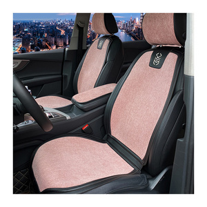 Car Seat Covers Full Set Pink Funky Breathable Chenille Lattice Hemp Hebei Leather Front Rear Universal Car Seat Covers 10pcs