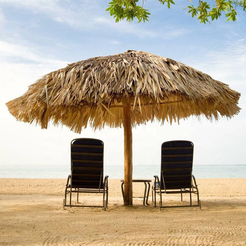 Custom high quality maldives straw simulation thatch palm beach umbrellas