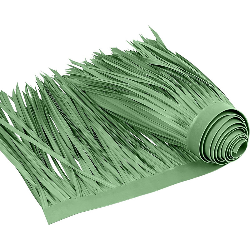 Waterproof plastic palm leaf grass green thatched roof synthetic thatch for thatch umbrella cover