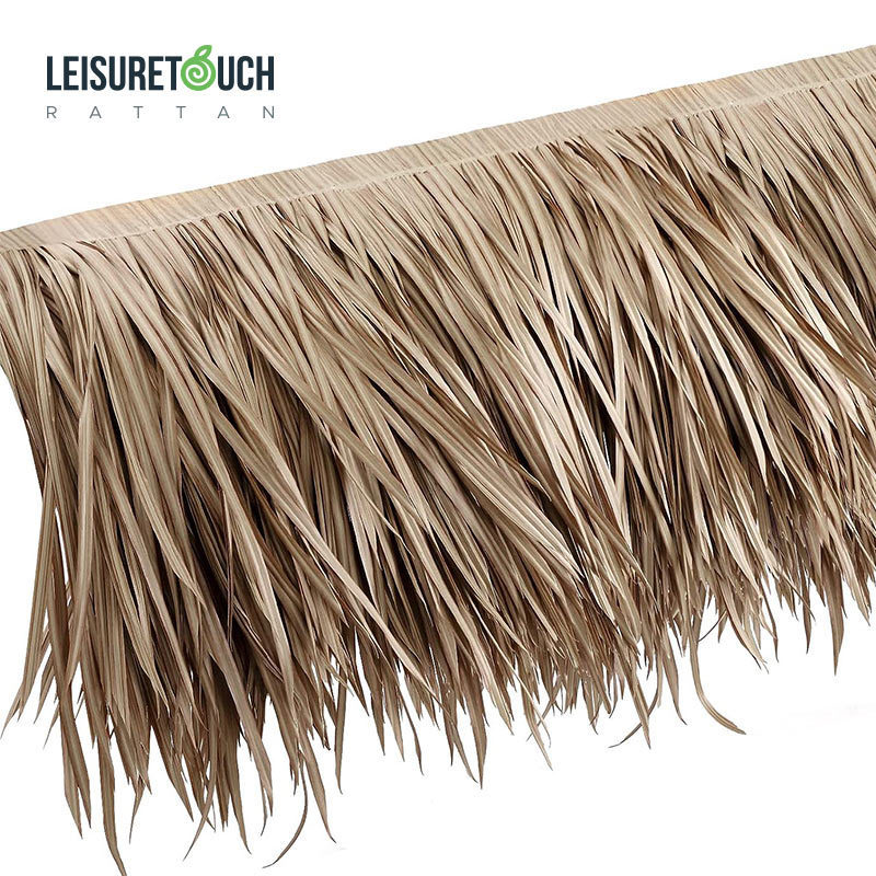 Waterproof plastic palm leaf grass green thatched roof synthetic thatch for thatch umbrella cover