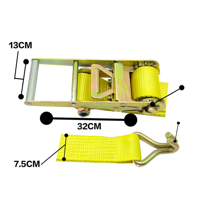 Customized Length Ratchet Buckle Strap With Double J Hook Strap For Truck Transportation