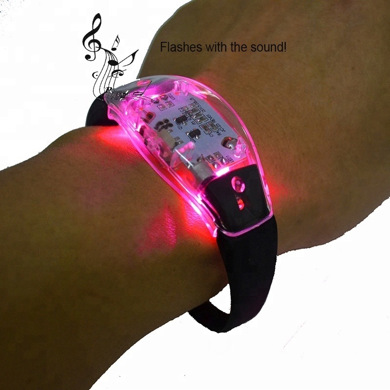 Sound music activated Silicone led sound bracelets Flashing light up party bracelet for party