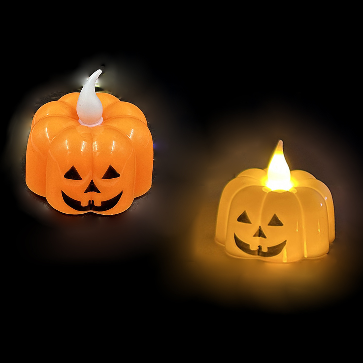 Orange Flashing Halloween plastic pumpkin candle light for Halloween