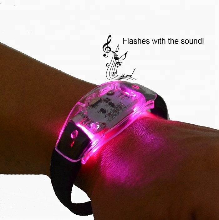 Sound music activated Silicone led sound bracelets Flashing light up party bracelet for party