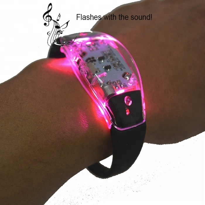 Sound music activated Silicone led sound bracelets Flashing light up party bracelet for party