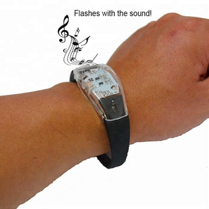 Sound music activated Silicone led sound bracelets Flashing light up party bracelet for party