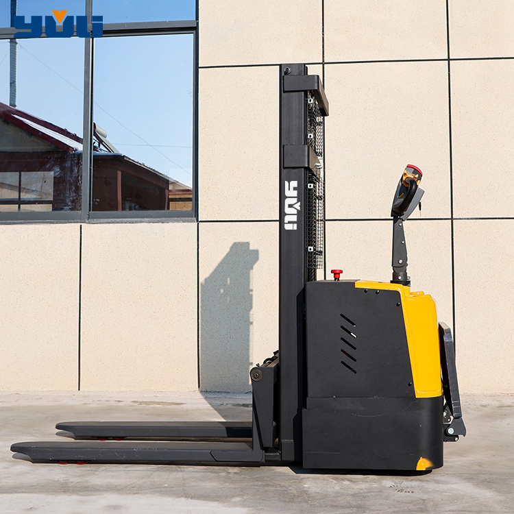 Warehouse Off Road Stacker Pallet Truck 1.5T All Terrain Fully Automatic Lift Height 3M Stand on Electric Stacker