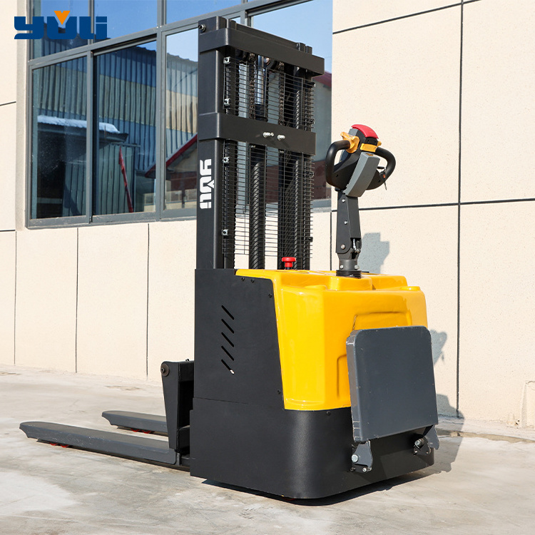 Warehouse Off Road Stacker Pallet Truck 1.5T All Terrain Fully Automatic Lift Height 3M Stand on Electric Stacker