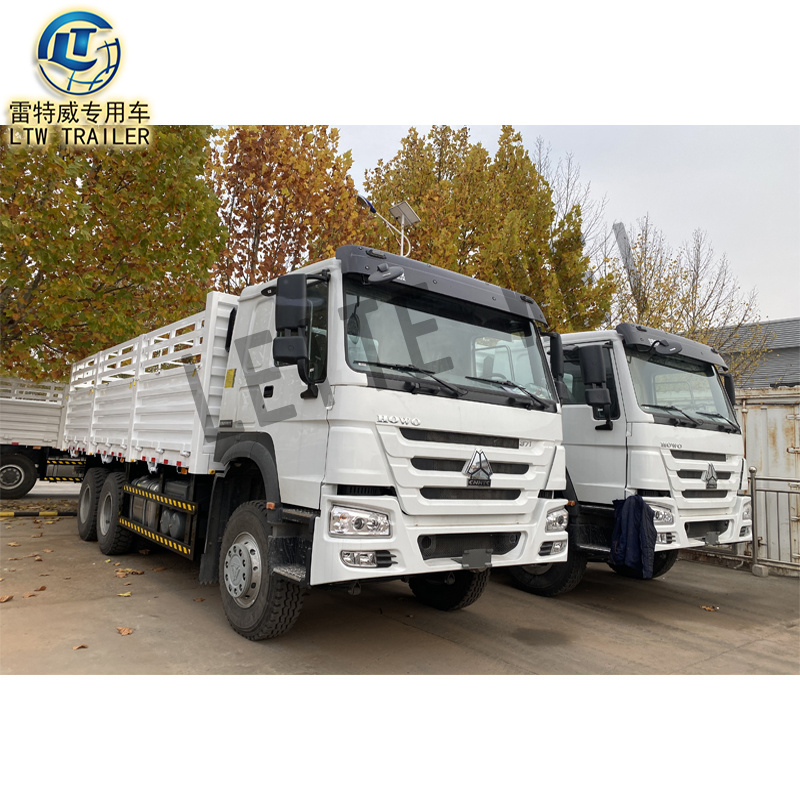 second hand sino Howo 6*4 10wheel 20ton used 375hp LHD RHD high fence cargo box truck for sale