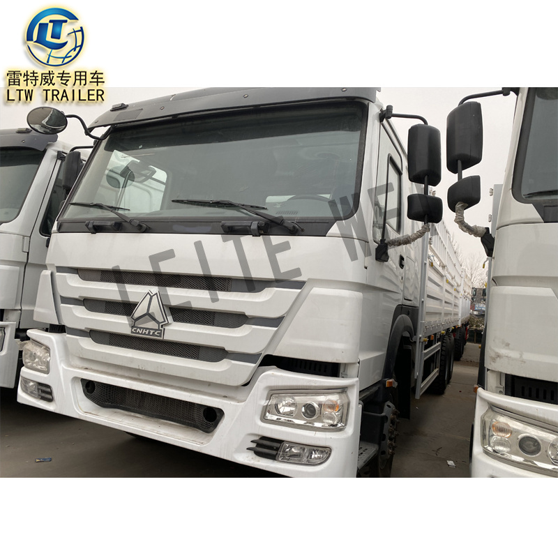 second hand sino Howo 6*4 10wheel 20ton used 375hp LHD RHD high fence cargo box truck for sale