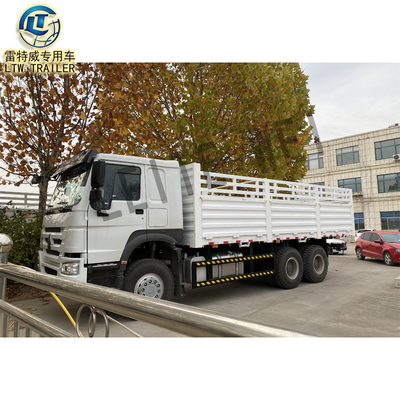 second hand sino Howo 6*4 10wheel 20ton used 375hp LHD RHD high fence cargo box truck for sale