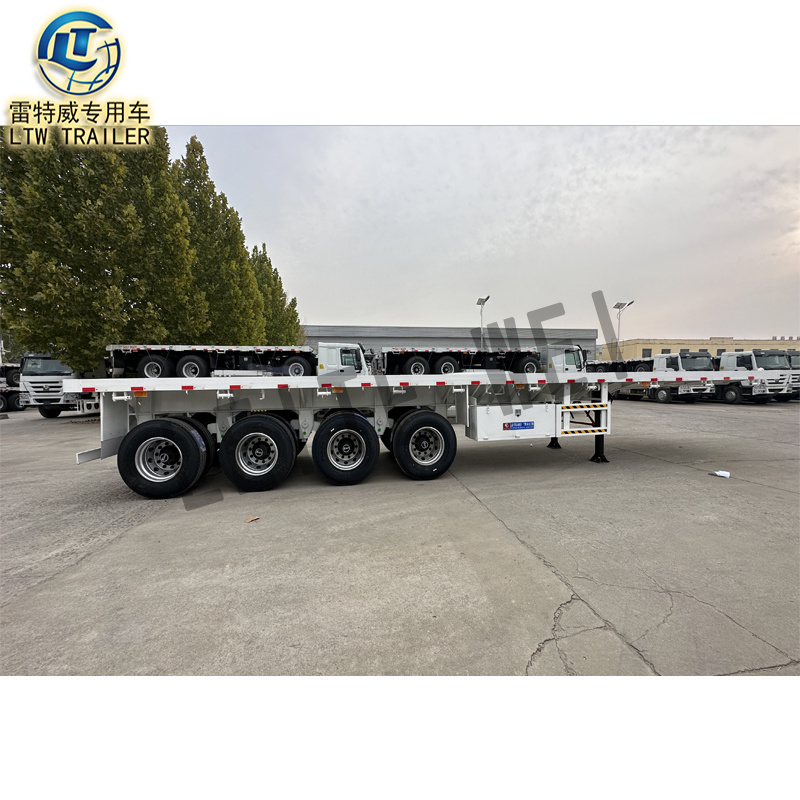 3 4 Axle Forty Trailers 50 Tons 60ton 20FT 40FT 48FT 53 Foot Container Chassis Flatbed Semi Trucks Trailer For Sale