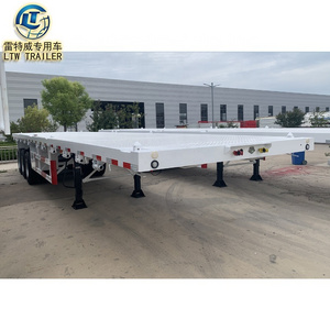 2/3/4 Axle Drawbar Flatbed Truck Semi Trailer with Bogie Manufacturer 20FT 40 FT Shipping Container Delivery Flatbed Trailers