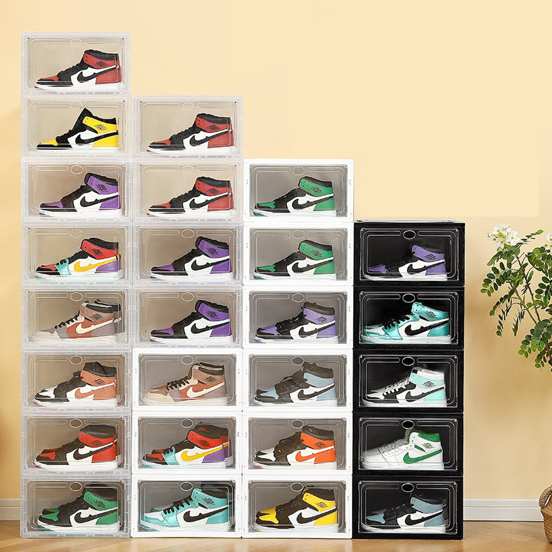 Shoe Organizer Storage Boxes for Closet, Fit Size 11, Clear Plastic Stackable Sneaker Containers Bins with Lids,