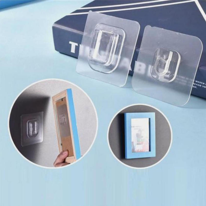 Waterproof Removable Double-Sided Adhesive traditional Plastic Solid Transparent Wall Mounted Sticky Hanging Hook