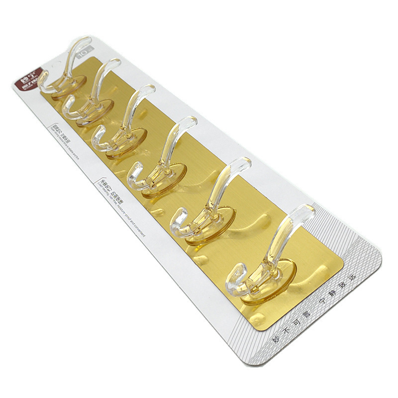 six  row plastic sticky hook door back coat  hook blister packaging wall transparent traceless hook