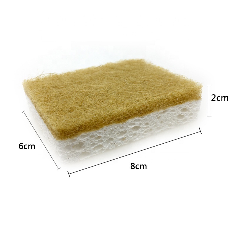 Hot Sale Non Plastic BPA Free Wood Pulp Cotton Sisal Coconut Palm Fiber Kitchen Cellulose Sponge Cleaning Pads