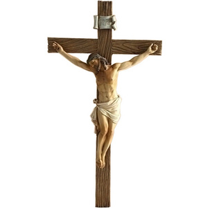 Factory Produce Suffering Jesus Cross Resin Catholic Religious Statue, Crucifix Jesus Nailed On The Cross For Wall Hanging Decor