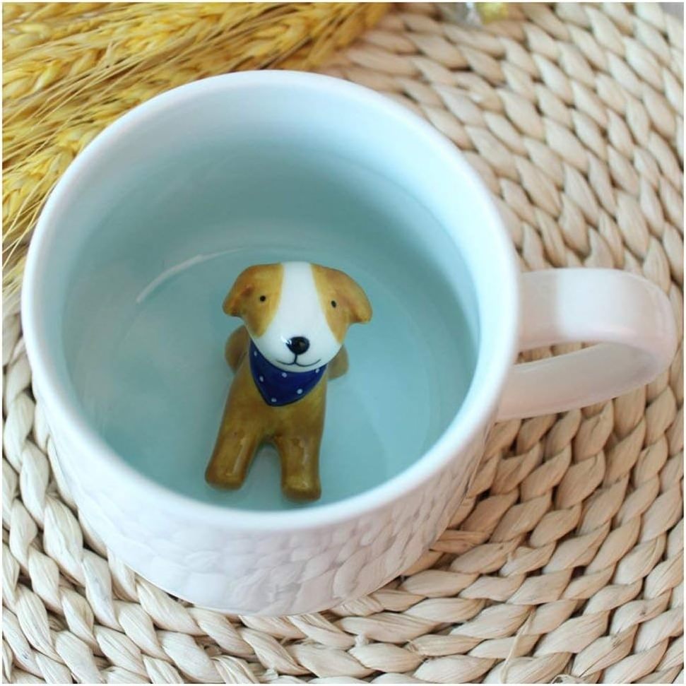 Ceramic Cup Hidden 3D Animal Dog rabbit Cow Inside Mug Cute Cartoon Handmade Figurine Mugs for Coffee Milk Tea Lovers