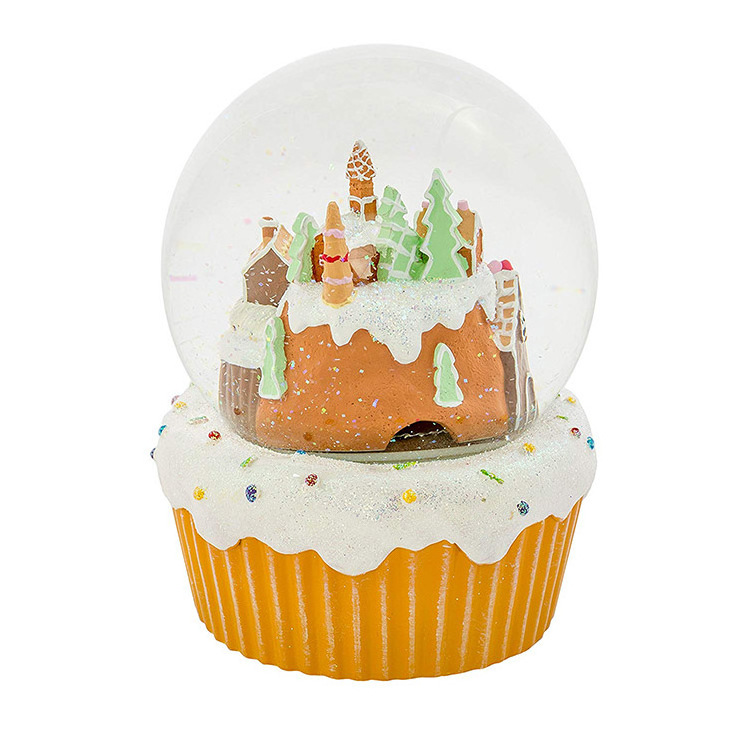 Christmas Glitterdome Water Globe Gingerbread Village Building Snow Globe