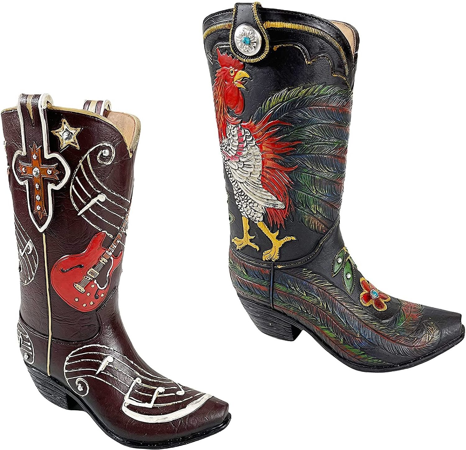 Western Cowboy Boot Country Rooster Farm House Flower Vase Decorative Cowboy Boots Vases