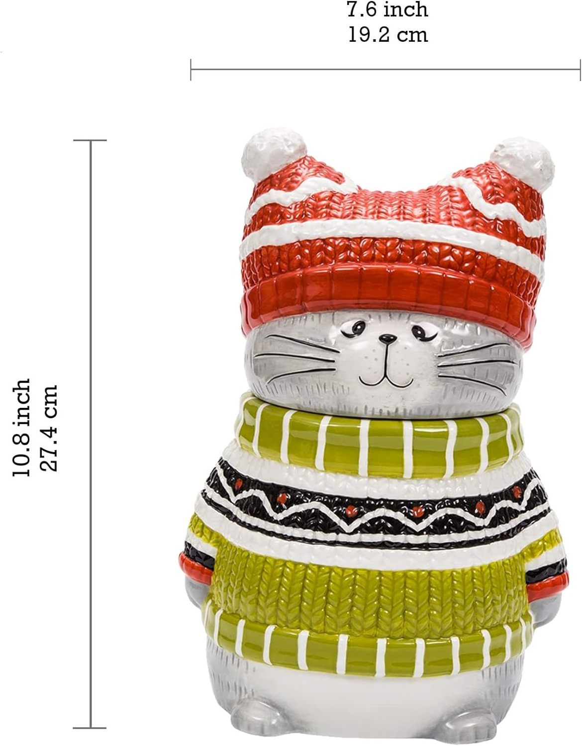 High Quality Ceramic Animal Cat Storage Jar Cute Knitted Kitten Air Tight Seal Ceramic Cookie Jar for Home Kitchen Decor