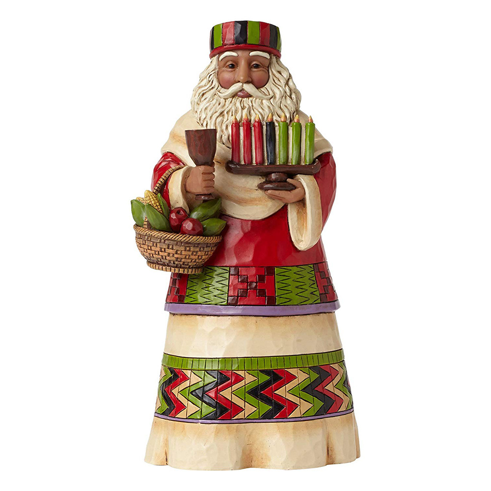 American Kwanzaa Decorative Gifts Christmas Santa Holding 7 candle wine cup Resin Figurine