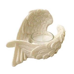 Wholesale White Angel Wing Tea Light Resin Votive Candle Holder Prayer Candle Holder for Memorial Gifts Home Decor