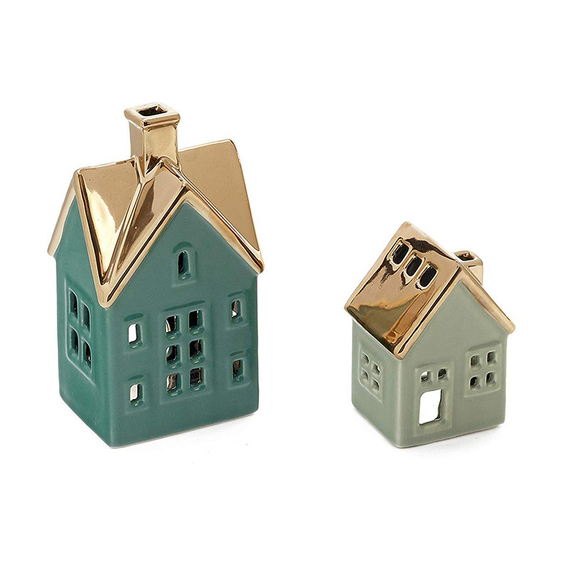 Modern Ceramic Christmas House Candle Holder Tea Light Candle Lantern