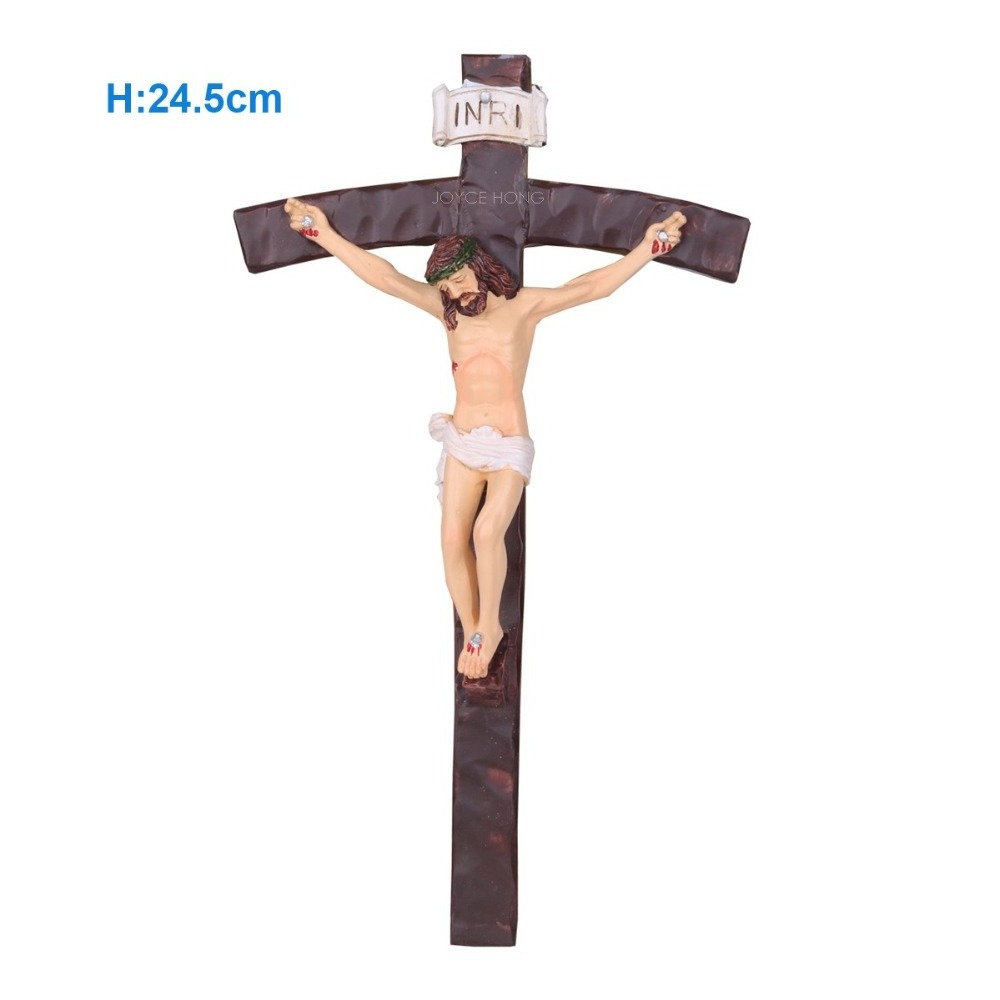 Factory Produce Suffering Jesus Cross Resin Catholic Religious Statue, Crucifix Jesus Nailed On The Cross For Wall Hanging Decor