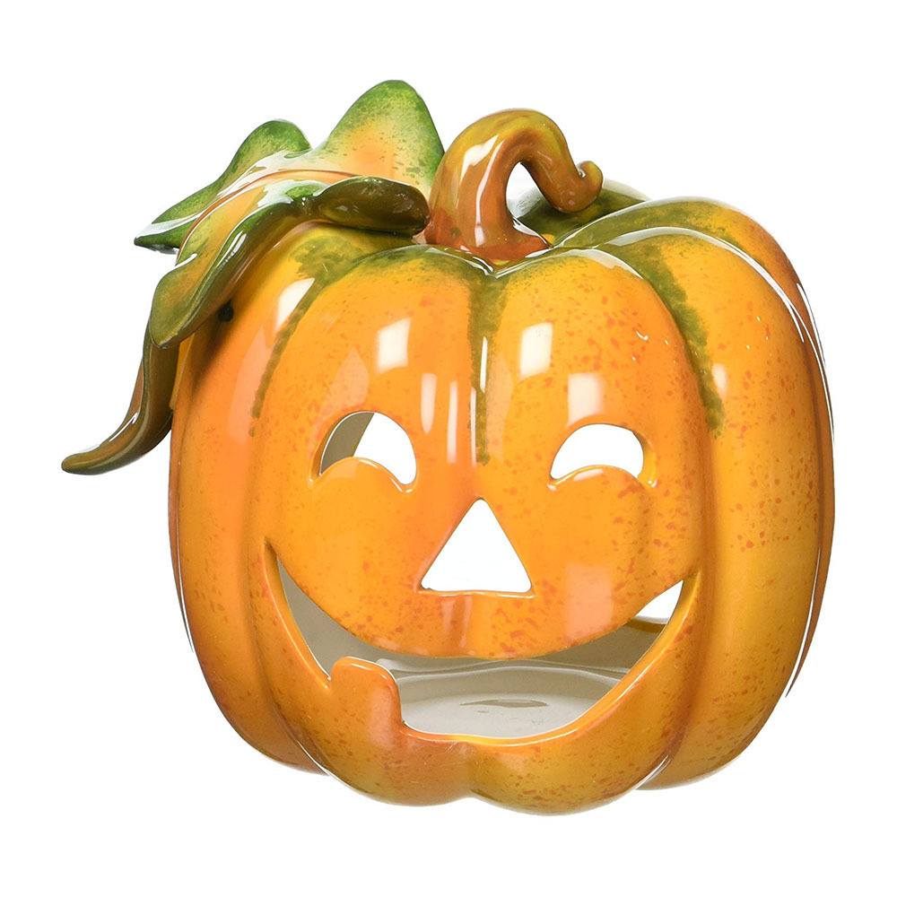 customized pumpkin tealight halloween ceramic lantern for halloween decoration