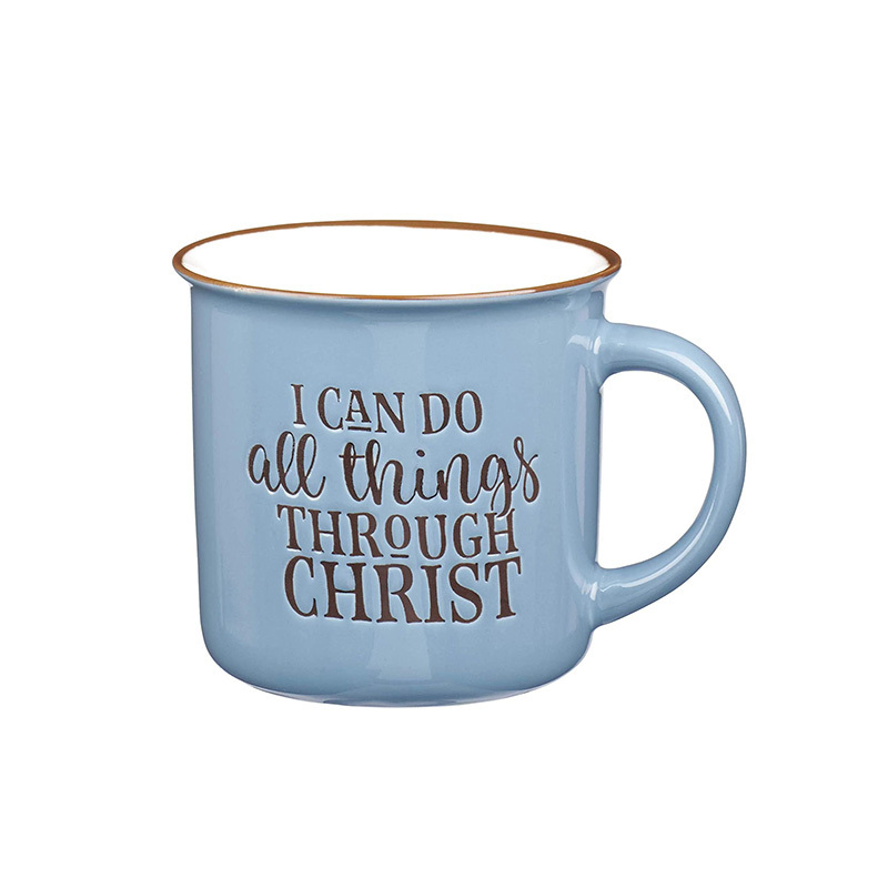 I Can Do All Things Through Christ Blue Camp Style Coffee Mug