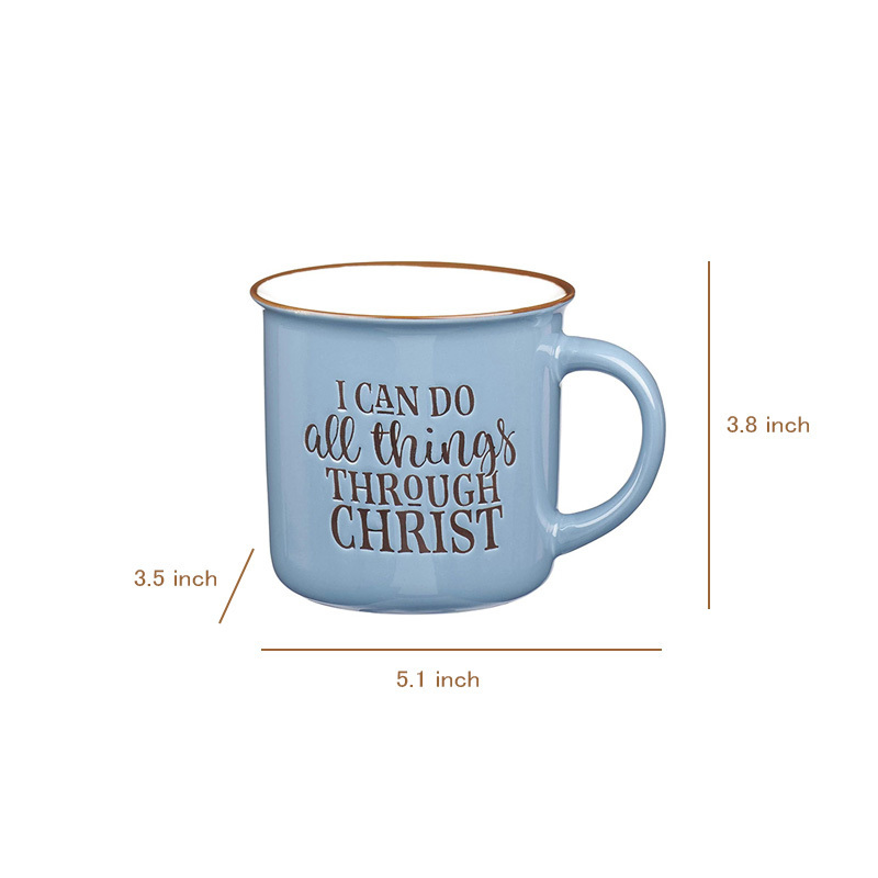 I Can Do All Things Through Christ Blue Camp Style Coffee Mug