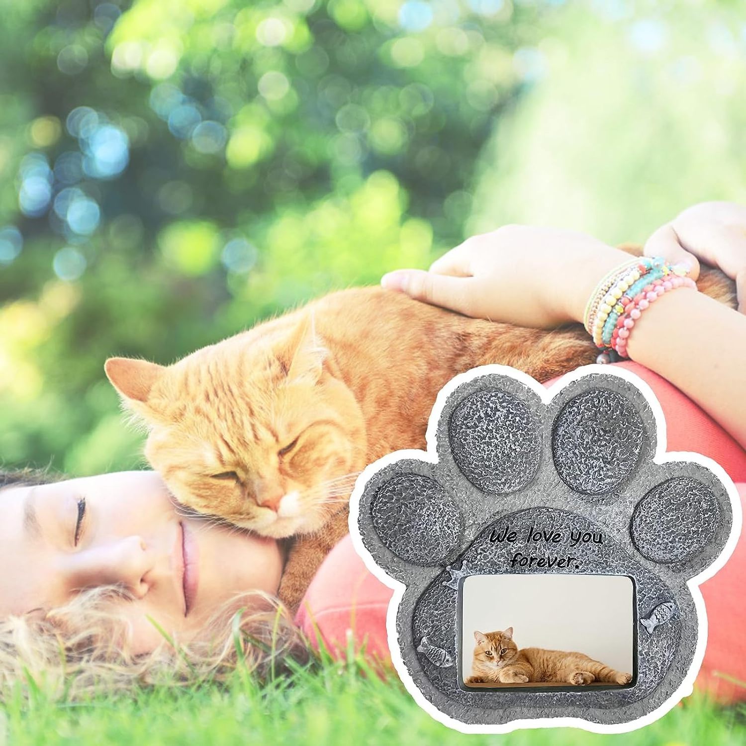 Outdoor Paw Shaped Carve Tombstone Indoor Display Pet Memorial Stones for Loss of Cats Sympathy Gift Cats Bereavement Gifts