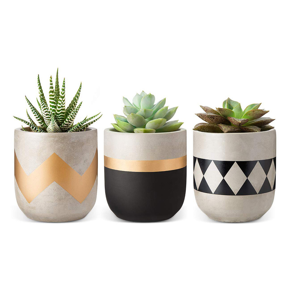 3-4 Inch Cement Succulent Planter Modern Concrete Flower Pots Mini Cement Pot  For Indoor Cactus Herb