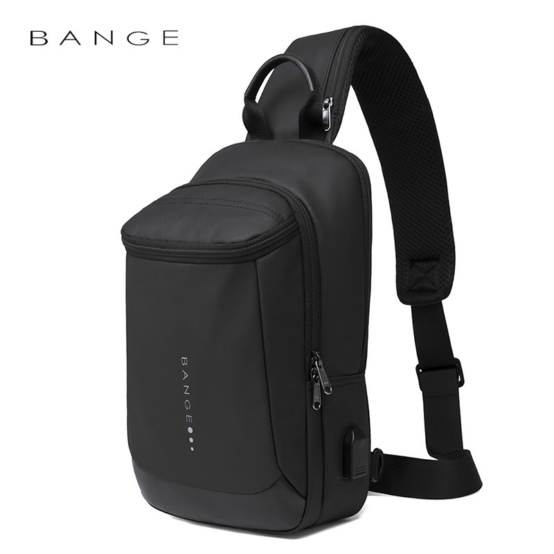 2019 factory new cheap nylon chain small shoulder waterproof sling chest bag transparent korean leather mini men sling bag