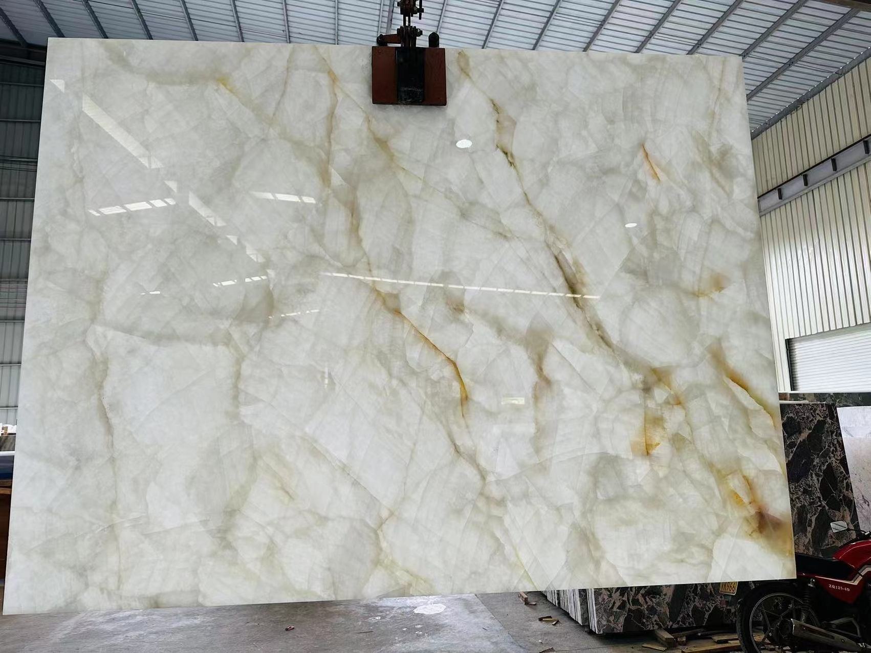 Natural snow white agate board transparent marble onyx block price background wall backlit onyx stone block panel