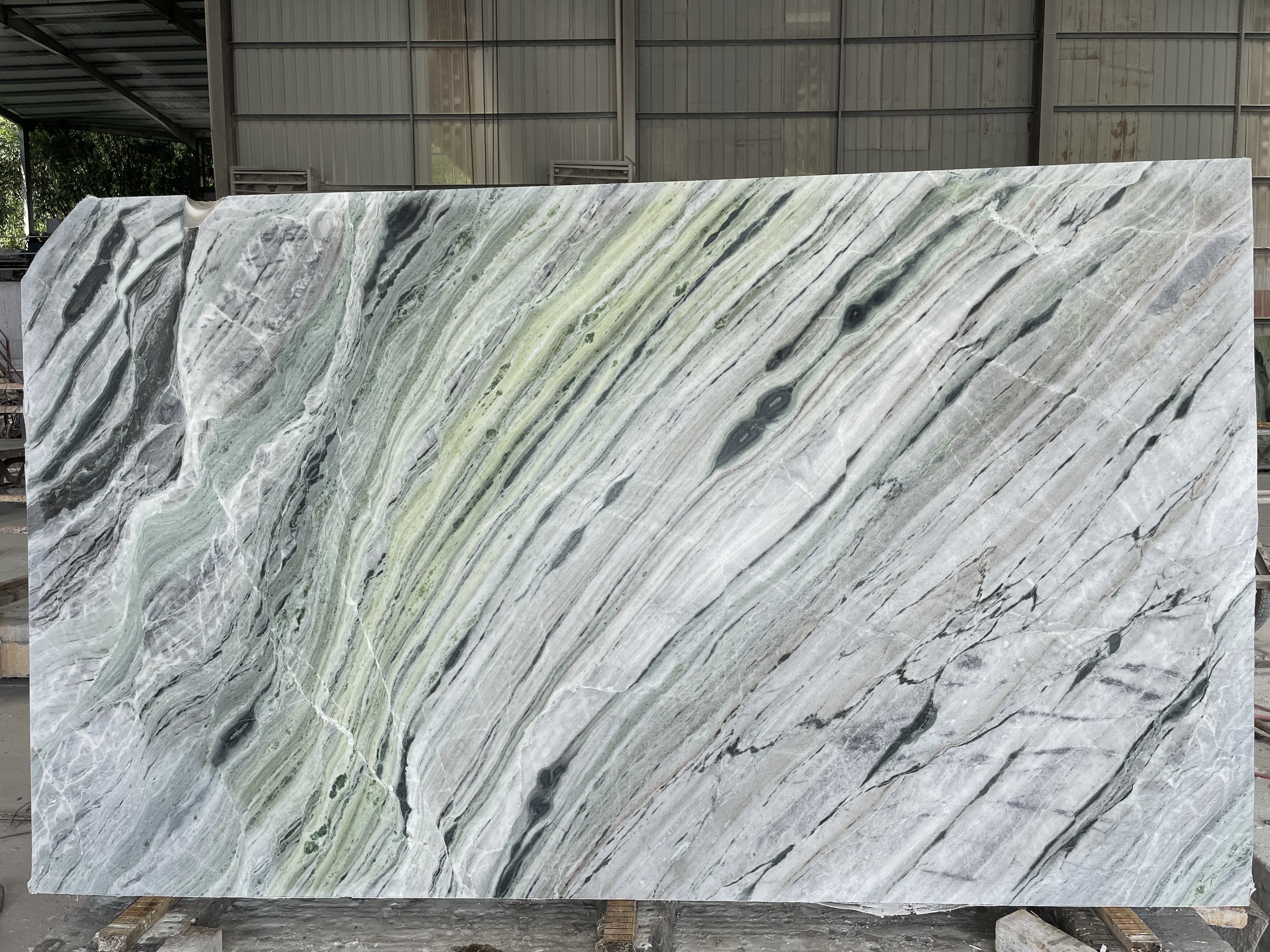 Factory cheap dark emerald green marble slabs verde prato marble for wall decoration