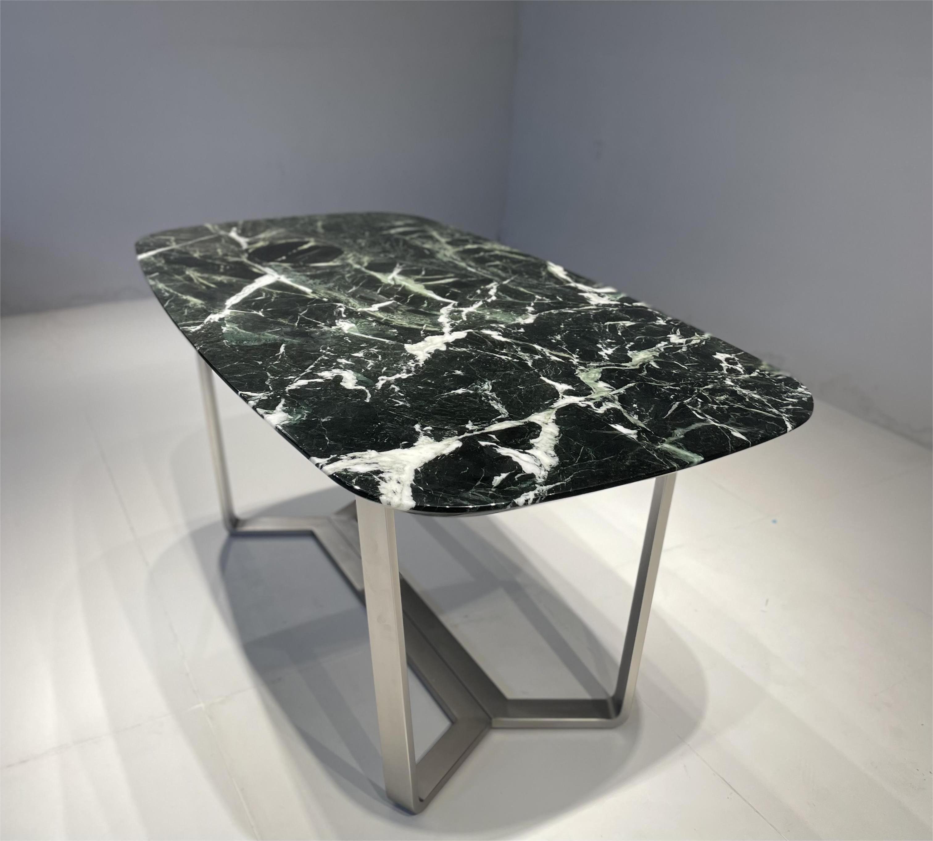 Customizable natural marble countertop dining table design natural stone large slab production dining table