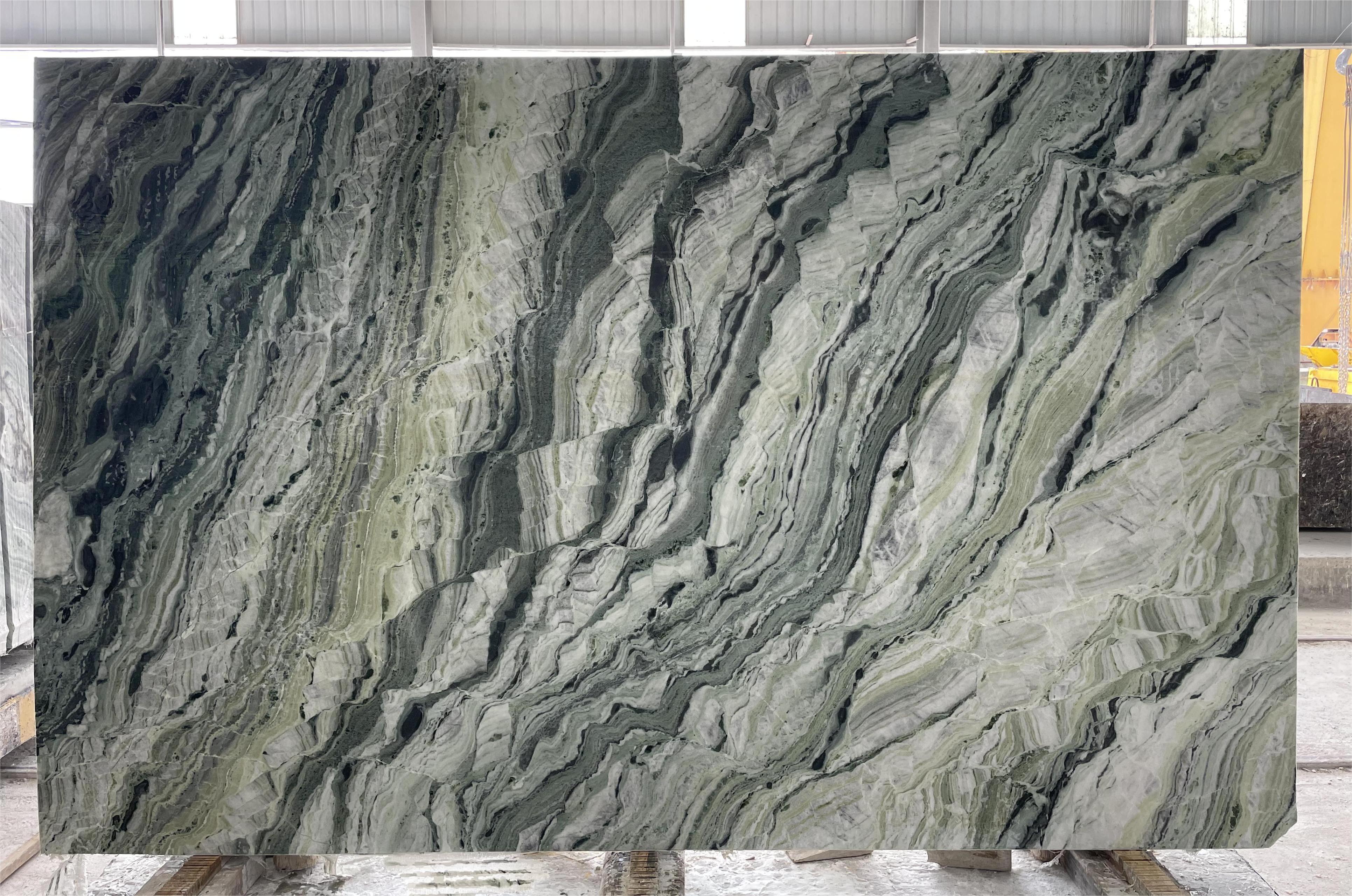 2cm Thickness Chinese Material Polished  Shangrila Green Marble  Slabs Tile for Interior Decoration