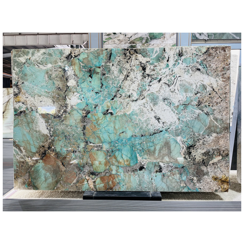 Brazilian natural luxury marble Amazonite quartzite green quartzite countertops and background wall decoration.