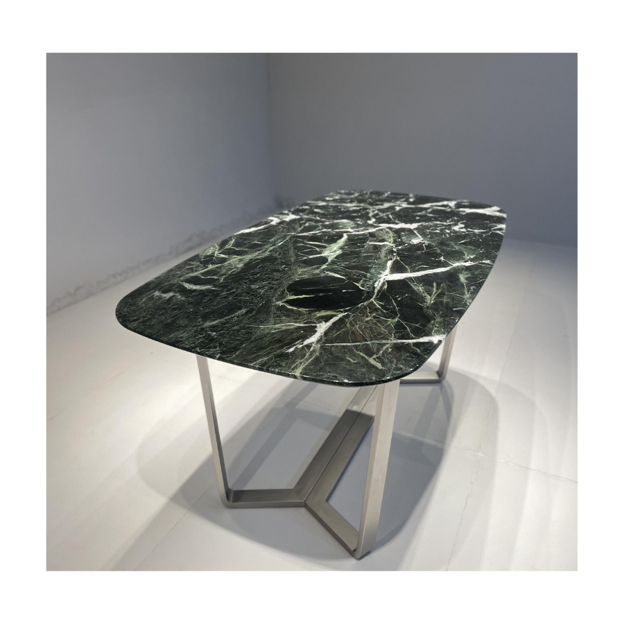 Customizable natural marble countertop dining table design natural stone large slab production dining table