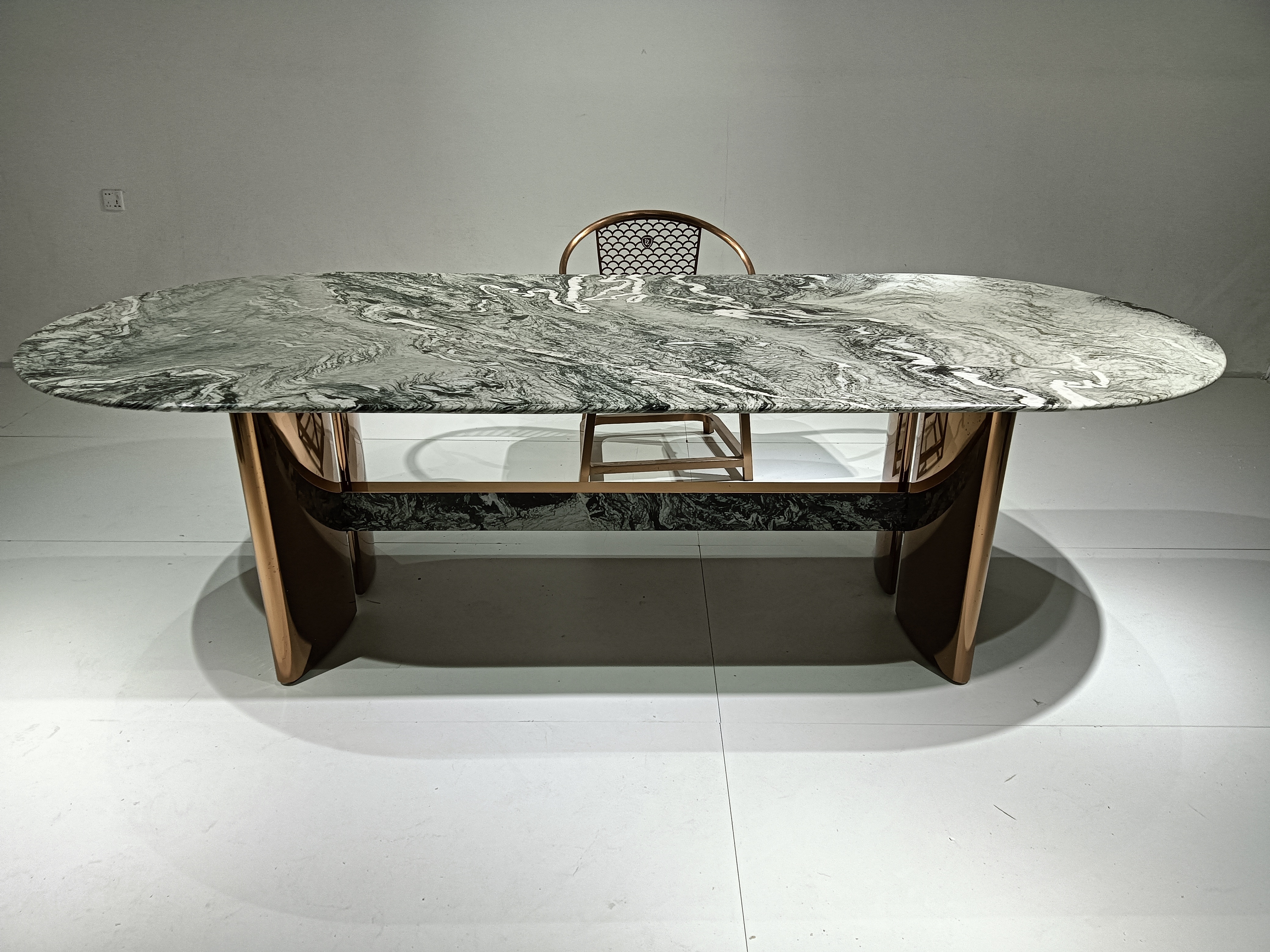 Customizable natural marble countertop dining table design natural stone large slab production dining table