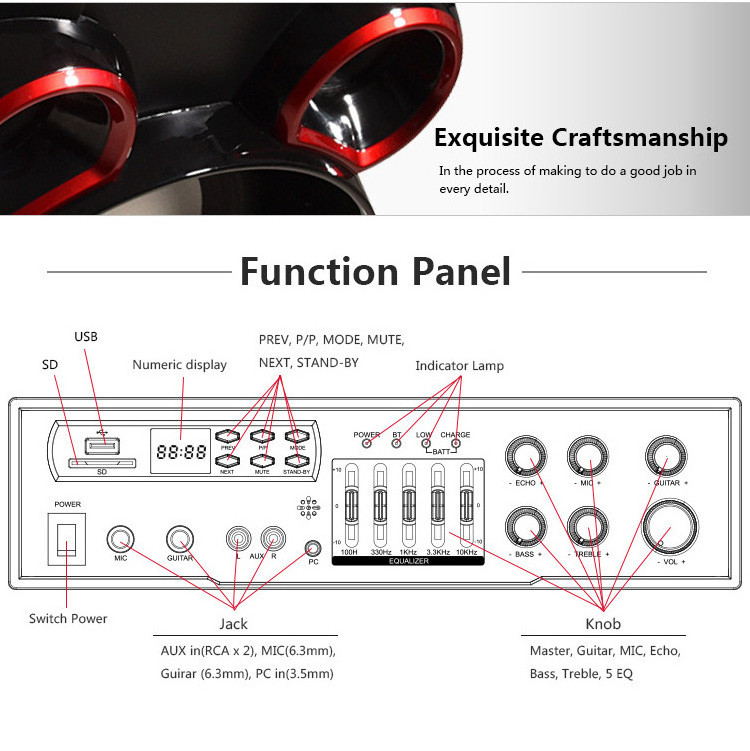 120W Portable trolley speaker  with Karaoke portable speaker with usb port