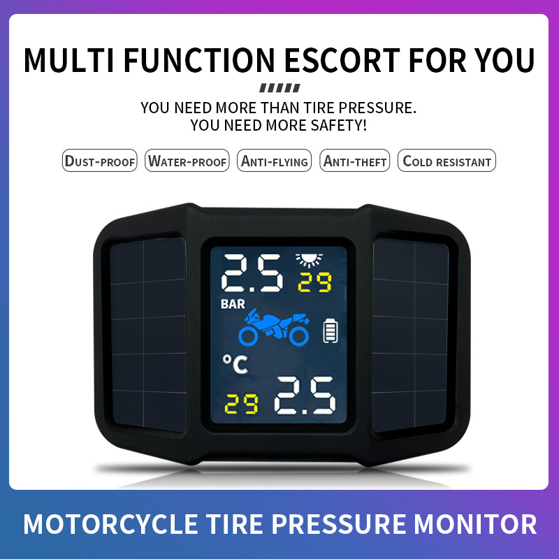 TPMS 2wheels Bicycle Bike Motorcycle Tire Pressure Monitoring System TPMS with Solar External Sensor