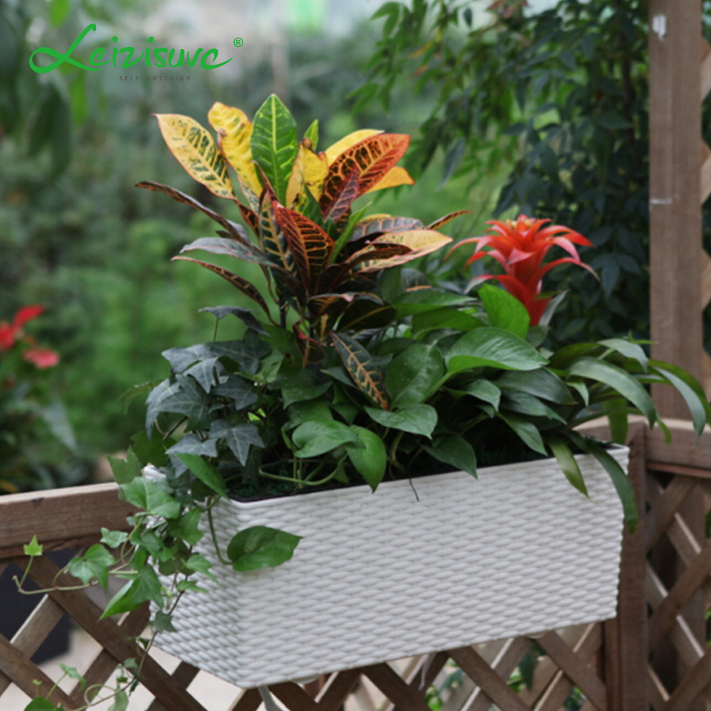 Flower Wicker Basket Long Rectangle Rattan Self Watering Window Hydroponic Systems Hanging Plastic Plant Pots