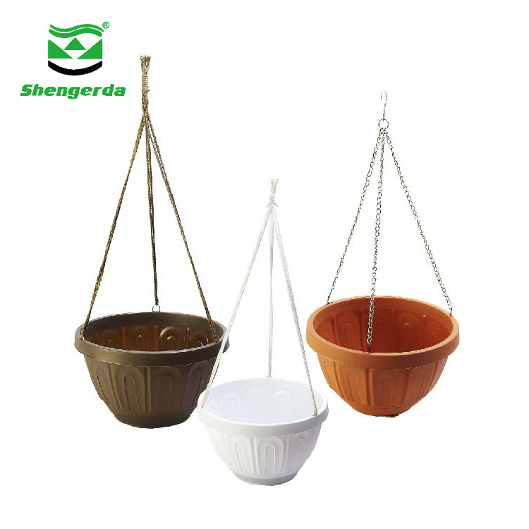 Tall Plastic Wholesale Hanging Planter Wall Plant Terracotta Flower Pot Self Watering Basket with 6 Pcs Hooks