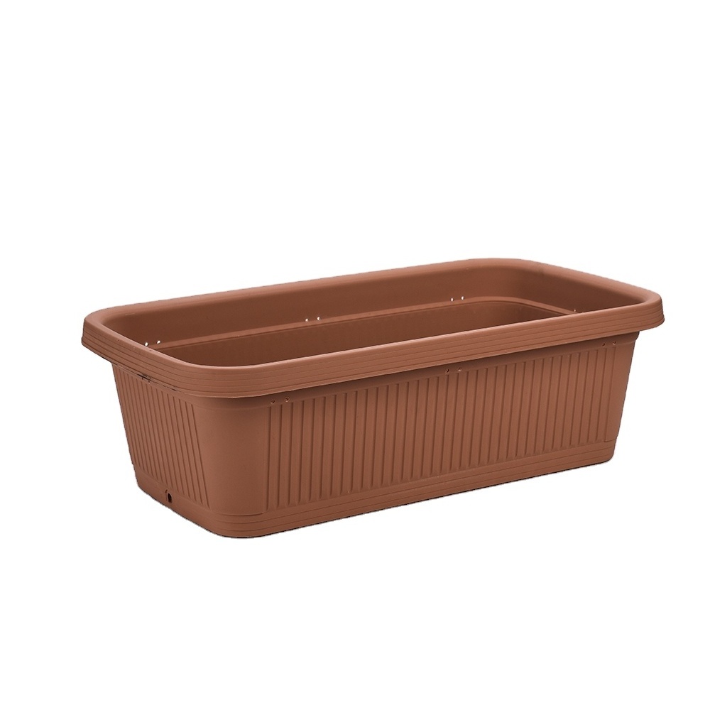 Leizisure Cheap Large Long Plastic terracotta Clay Color Artificial Grass Plant Strawberry Bonsai Flower Pots,Planters Box