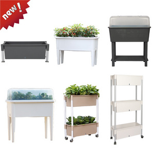 Multilayer Raised Garden Bed Planter Box with Legs & Storage Plastic Elevated Vegetable Growing Bed for Flower/Herb/Backyard